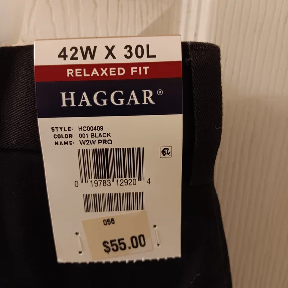 Haggar Black Pants/Slacks Brand New Men's Sz 42/30 Relaxed Fit 3 Inch Flex Waist - Picture 8 of 11
